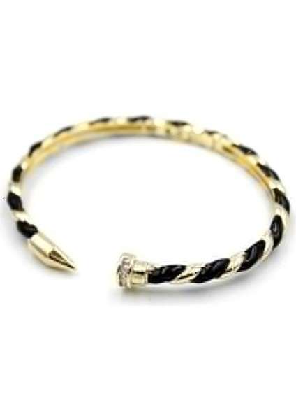 Mineli Çivi Bilezik - Siyah