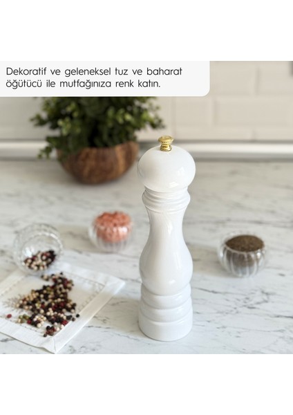 Glıos Beyaz Ahşap Tuz ve Karabiber El Değirmeni Öğütücü Grinder 22 cm fırsatları