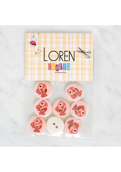 Loren Crafts 8'li Balık Düğme - 1159