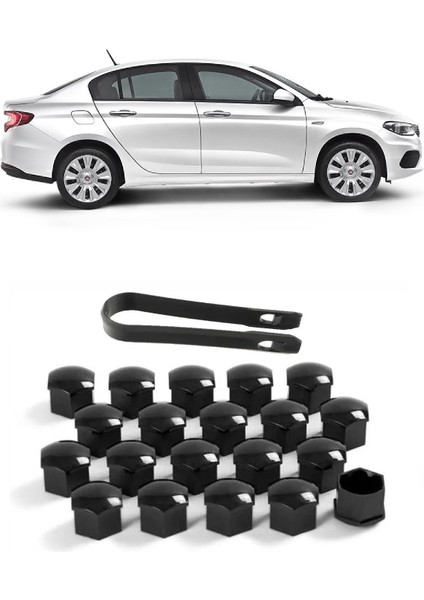 Fiat Egea Sedan 2015-2024 Uyumlu Siyah Bijon Kapağı Takımı 17MM - 20 Adet