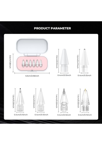 Apple Pencil 2./1. Nesil ve Apple Pencil Pro/usb-C Için iPad Pro/mini/air/10. 11. Nesil Dayanıklı 6 Adet Yedek Uçları ve Çantası -Hassasiyet Ayarlı Çizim Pencil Kalem Uçları Kutusu fırsatları