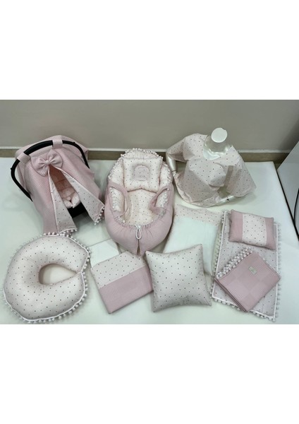 Pembe Çok Amaçlı Babynest , Puset Örtüsü ve Minderi , Alt Açma ve Battaniye, Nevresim Takımı 15'li Set
