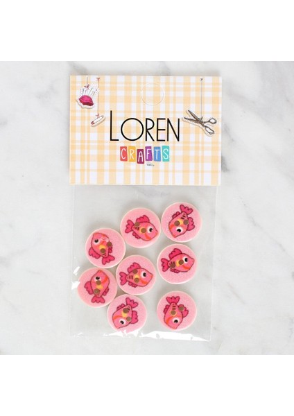 Loren Crafts 8'li Balık Düğme - 1156