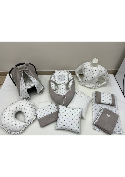 Kahverengi Çok Amaçlı Babynest , Puset Örtüsü ve Minderi , Alt Açma ve Battaniye, Nevresim Takımı 15'li Set