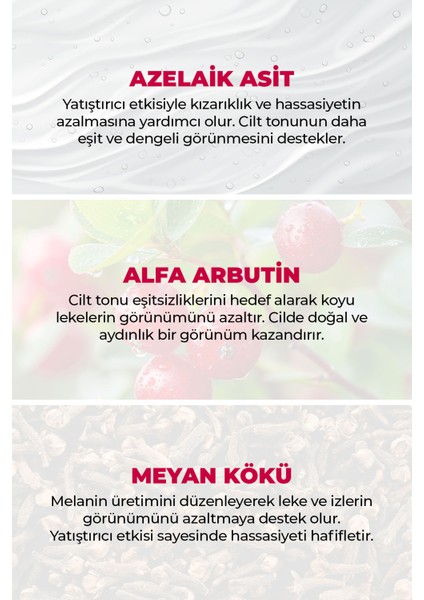 Leke Karşıtı Serum 30 ml (%10 Azelaik Asit + Alfa Arbutin) modelleri