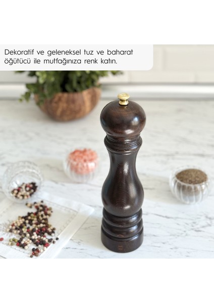 Glıos Ceviz Ahşap Tuz ve Karabiber El Değirmeni Öğütücü Grinder 22 cm modelleri