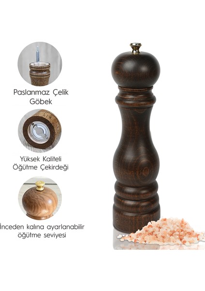 Glıos Ceviz Ahşap Tuz ve Karabiber El Değirmeni Öğütücü Grinder 22 cm fırsatları
