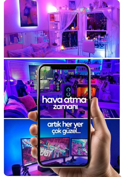 Şerit LED Animasyonlu Kumandalı Trafolu Rgb Şerit Işık Aydınlatma Parti LED 5 Metre fiyatları