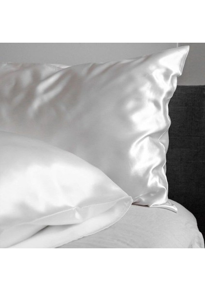 Antibakteriyel Terletmeyen Ipek Saten Yastık Kılıfı 2'li 50X70 Beyaz