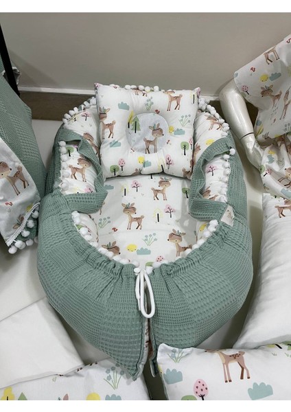 Yeşil Çok Amaçlı Babynest , Puset Örtüsü ve Minderi , Alt Açma ve Battaniye, Nevresim Takımı 15'li Set fırsatları