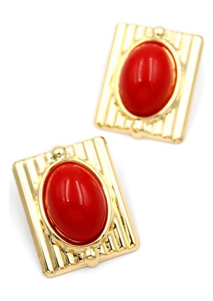 Incili Küpe - Kırmızı