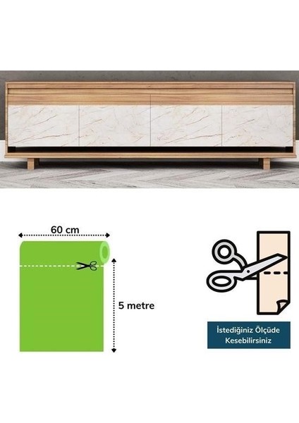 Buffer® Mermer Desenli Masa Tezgah Mutfak Su Geçirmez Yapışkanlı Folyo Sticker Bej 5x0,6m