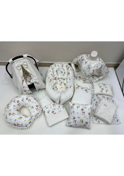 Krem Çok Amaçlı Babynest , Puset Örtüsü ve Minderi , Alt Açma ve Battaniye, Nevresim Takımı 15'li Set