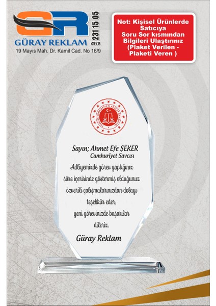 Kristal Plaket Kod1