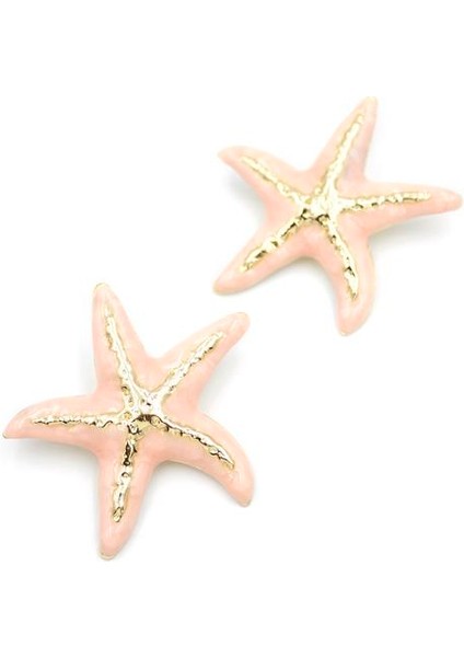 Mineli Deniz Yıldızı Küpe - Pembe