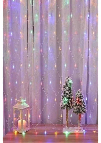 Buffer® 1x2 Metre Dekoratif File Ağ Perde 192 LED 8 Animasyonlu Farklı Işık Modu Rgb Fişli