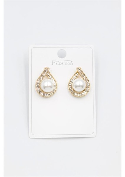 Incili Baget Taşlı Küpe - Altın fiyatları