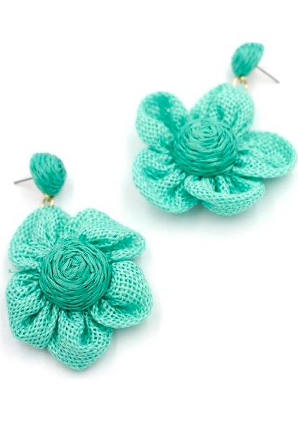 Papatya Hasır Küpe - Turkuaz