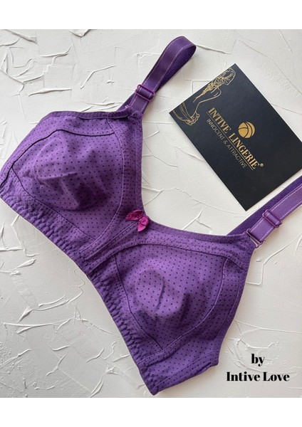 Liza Puantiye Desenli Pamuklu Penye Kalın Askılı Toparlayıcı Balensiz Desteksiz Rahat Sütyen modelleri