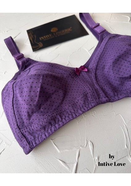 Liza Puantiye Desenli Pamuklu Penye Kalın Askılı Toparlayıcı Balensiz Desteksiz Rahat Sütyen indirimleri