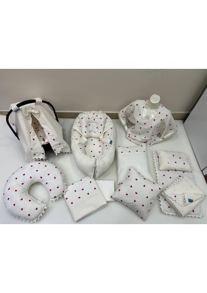 Krem Çok Amaçlı Babynest , Puset Örtüsü ve Minderi , Alt Açma ve Battaniye, Nevresim Takımı 15'li Set