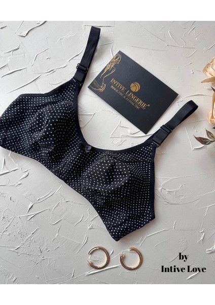 Liza Puantiye Desenli Pamuklu Penye Kalın Askılı Toparlayıcı Balensiz Desteksiz Rahat Sütyen fiyatları