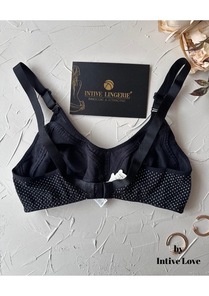 Liza Puantiye Desenli Pamuklu Penye Kalın Askılı Toparlayıcı Balensiz Desteksiz Rahat Sütyen indirimleri
