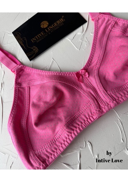 Liza Puantiye Desenli Pamuklu Penye Kalın Askılı Toparlayıcı Balensiz Desteksiz Rahat Sütyen fırsatları