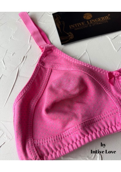 Liza Puantiye Desenli Pamuklu Penye Kalın Askılı Toparlayıcı Balensiz Desteksiz Rahat Sütyen indirimleri