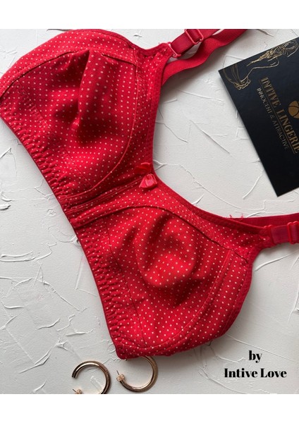 Liza Puantiye Desenli Pamuklu Penye Kalın Askılı Toparlayıcı Balensiz Desteksiz Rahat Sütyen modelleri