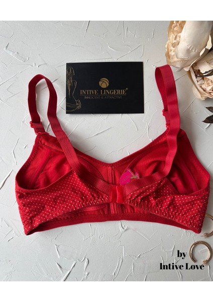 Liza Puantiye Desenli Pamuklu Penye Kalın Askılı Toparlayıcı Balensiz Desteksiz Rahat Sütyen fırsatları