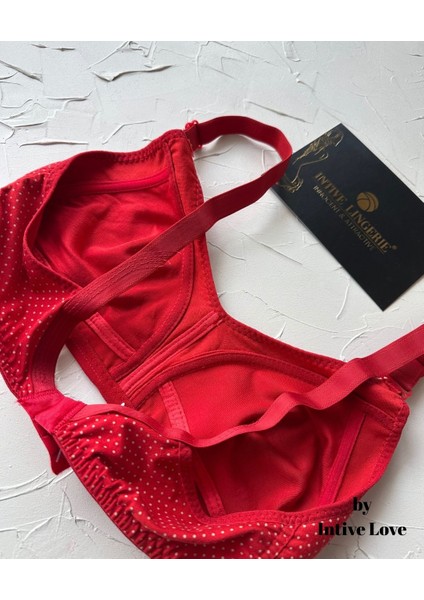 Liza Puantiye Desenli Pamuklu Penye Kalın Askılı Toparlayıcı Balensiz Desteksiz Rahat Sütyen indirimleri