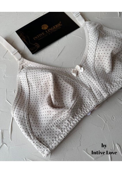 Liza Puantiye Desenli Pamuklu Penye Kalın Askılı Toparlayıcı Balensiz Desteksiz Rahat Sütyen modelleri