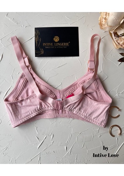 Liza Puantiye Desenli Pamuklu Penye Kalın Askılı Toparlayıcı Balensiz Desteksiz Rahat Sütyen fırsatları