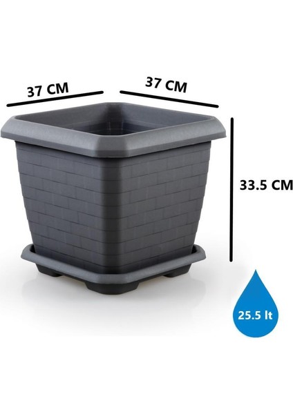 SO-HK03 Hisar Kare Tabaklı Saksı 25.5 Litre 3 Adet fiyatları