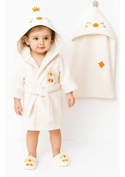 Bebitof Civciv Bebek 4 Lü Bornoz Seti %100 Pamuk 0-2 Yaş