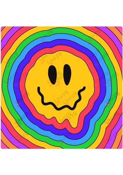 Erimiş Smiley Tabela – Renkli Alüminyum Pop Art Duvar Aksesuarı – Genç Odası Duvar Levhası