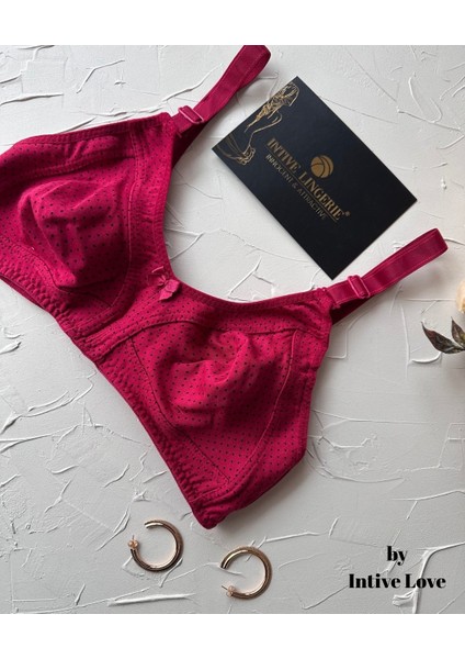 Liza Puantiye Desenli Pamuklu Penye Kalın Askılı Toparlayıcı Balensiz Desteksiz Rahat Sütyen fiyatları