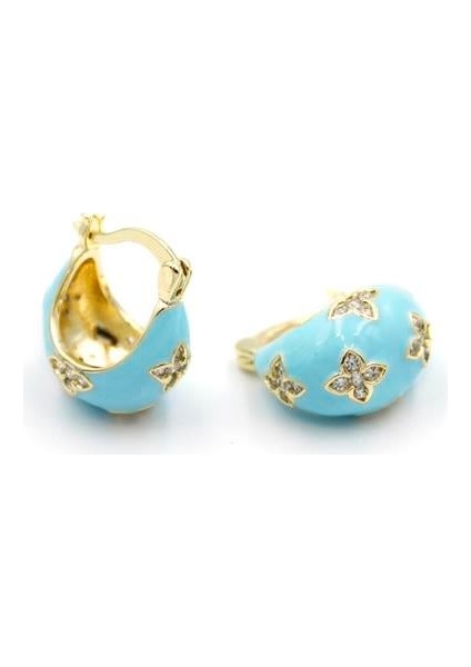 Mineli Çanta Küpe - Açık Mavi