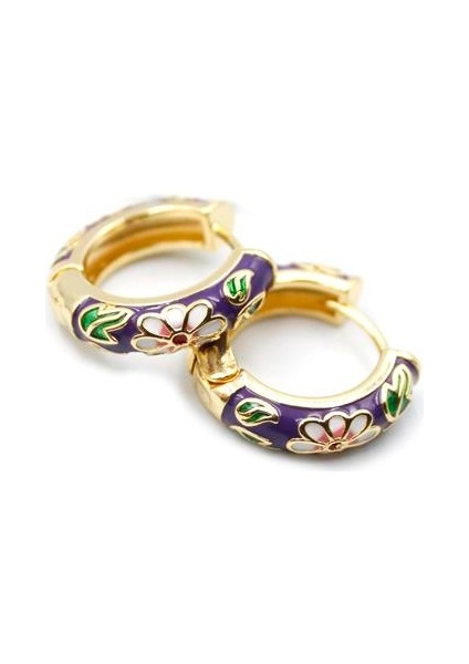 Mineli Çiçek Küpe - Mor fiyatları