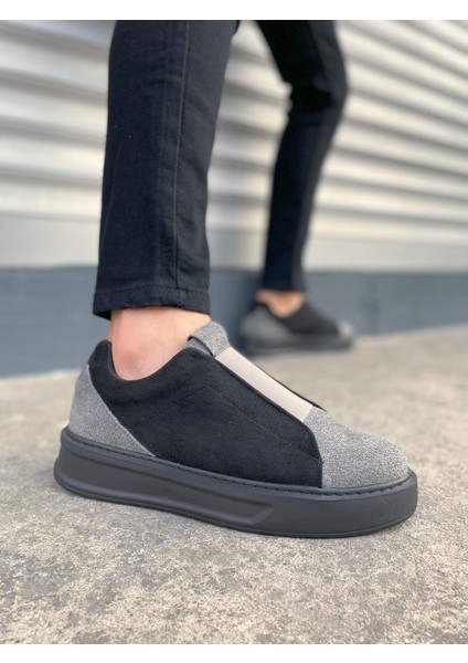 JET-007 Alba Bağcıksız Süet Erkek Günlük Sneaker Ayakkabı Sst Gri/siyah