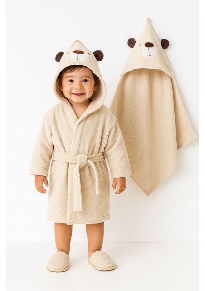 Bebitof Panda Bebek 4 Lü Bornoz Seti %100 Pamuk 0-2 Yaş