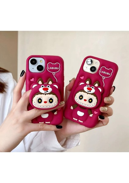 Apple iPhone 15 Pro Max Uyumlu Labubu Kılıf Standlı Yüzüklü Yumuşak Cover fırsatları
