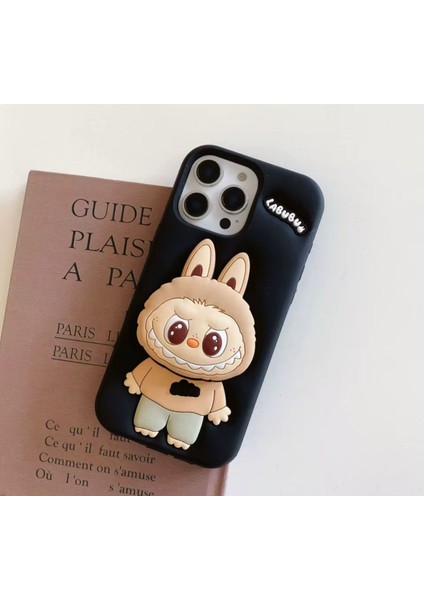 Apple iPhone 15 Uyumlu Labubu Kılıf Standlı Yüzüklü Yumuşak Cover