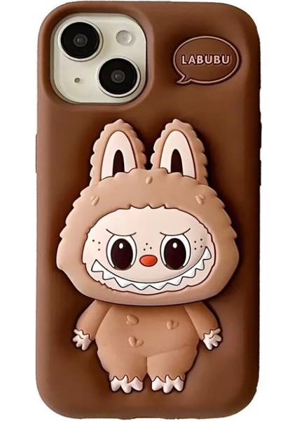 Apple iPhone 15 Uyumlu Labubu Kılıf Standlı Yüzüklü Yumuşak Cover