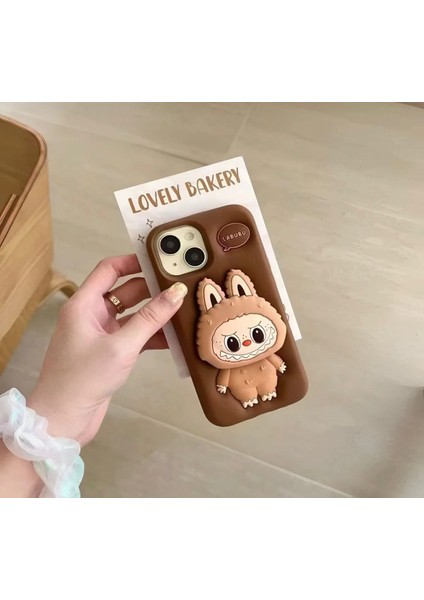 Apple iPhone 15 Uyumlu Labubu Kılıf Standlı Yüzüklü Yumuşak Cover fırsatları