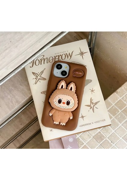 Apple iPhone 15 Uyumlu Labubu Kılıf Standlı Yüzüklü Yumuşak Cover