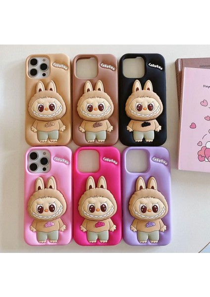 Apple iPhone 15 Pro Max Uyumlu Labubu Kılıf Standlı Yüzüklü Yumuşak Cover modelleri