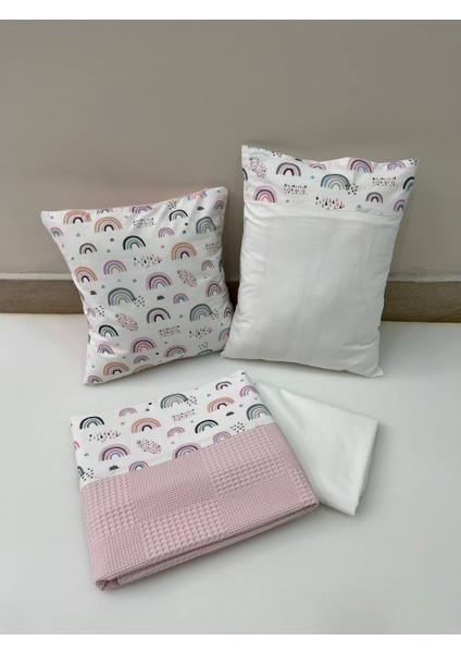 Pembe , Çocuk Çok Amaçlı Poplin ,pikeli ve Ponponlu Nevresim Takımı 6'lı Set