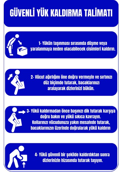 35 x 50 Güvenli Yük Kaldırma Talimatı Folyo Baskı Sticker Uyarı Levhası